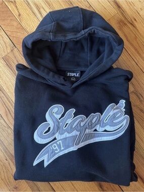 Staple Black Crewneck Sweatshirt with Light Gray Script Logo